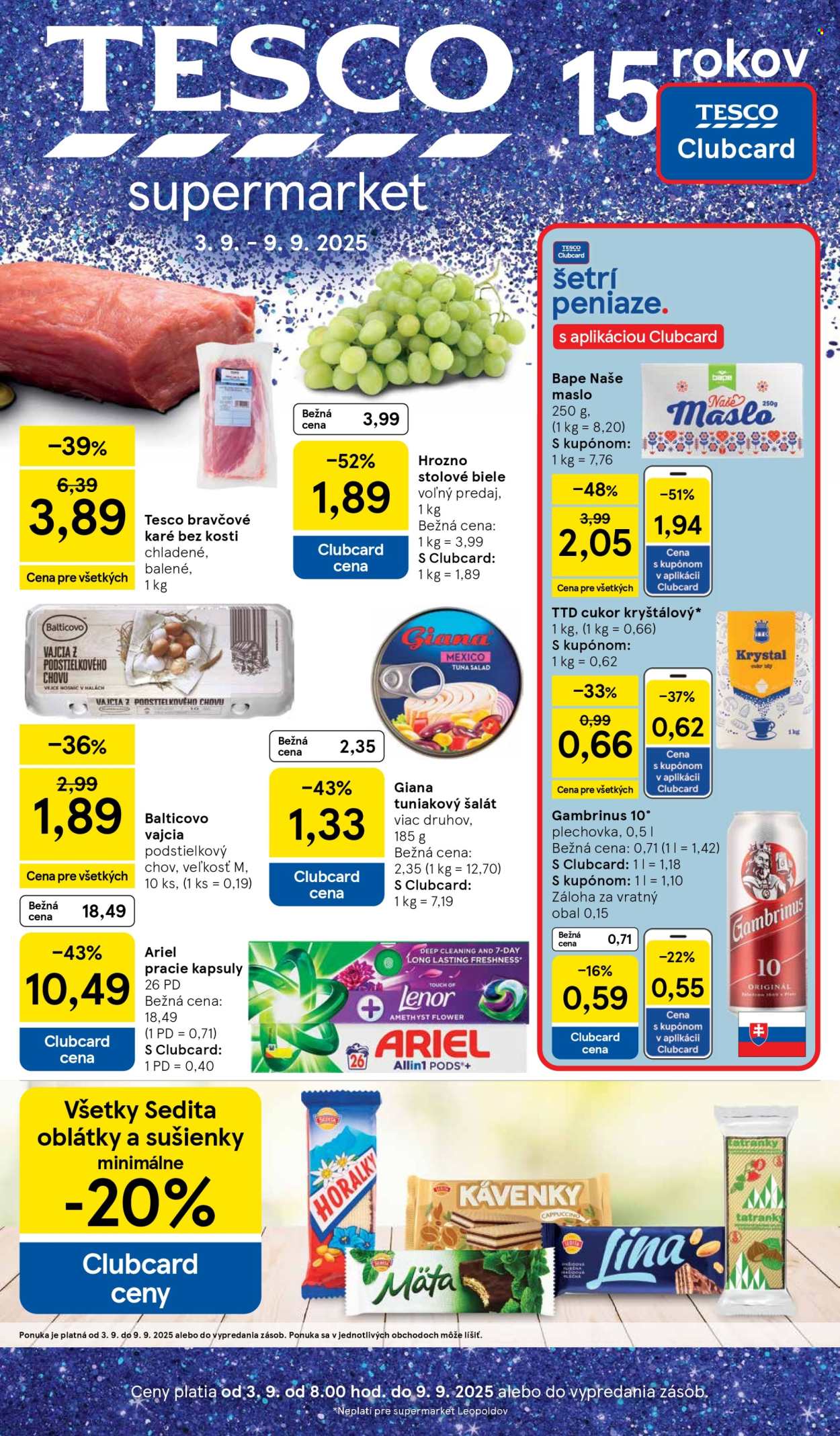 Leták TESCO supermarket - 3.9.2025 - 9.9.2025. Strana 1