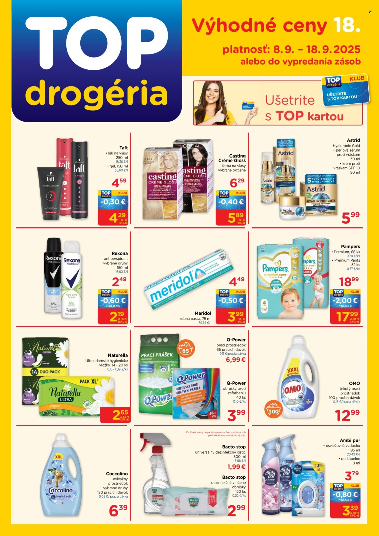 Leták TOP drogéria - 8.9.2025 - 18.9.2025. Strana 1