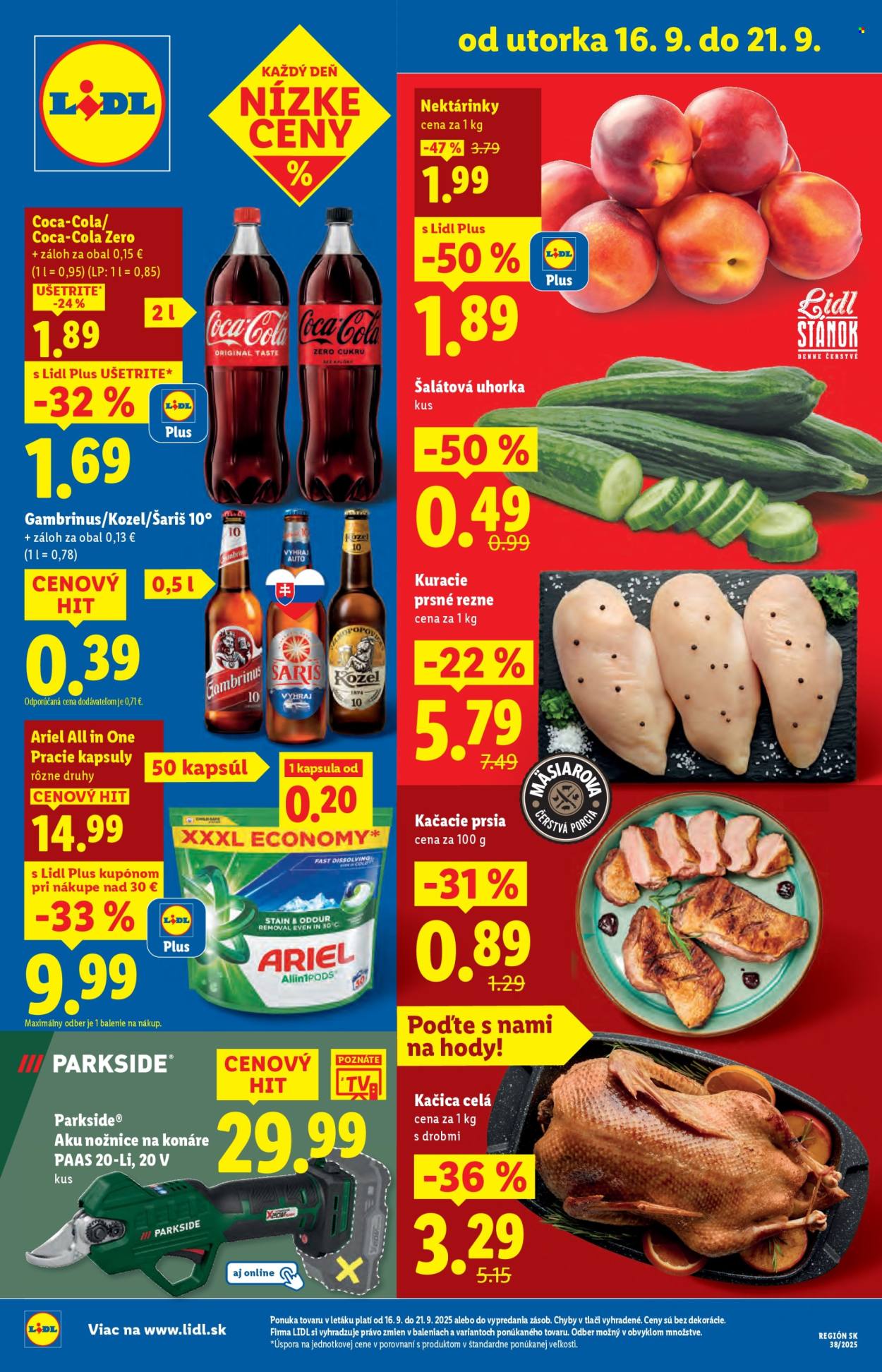 Leták Lidl - 16.9.2025 - 21.9.2025. Strana 1