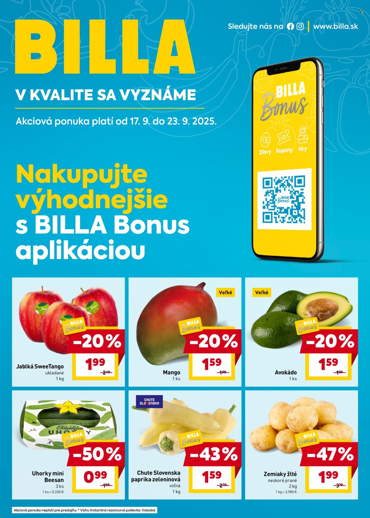 Leták Billa - 17.9.2025 - 23.9.2025. Strana 1
