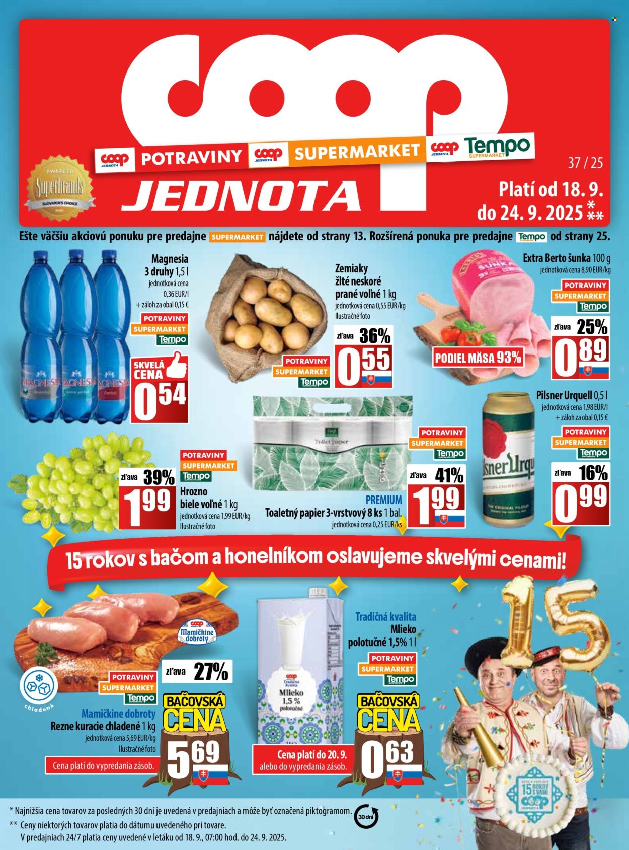 Leták COOP Jednota - 18.9.2025 - 24.9.2025. Strana 1