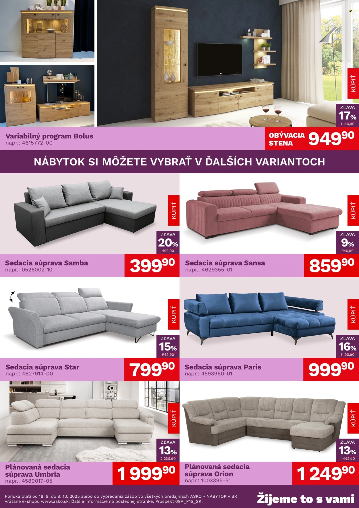 Leták Asko Nábytok - 18.9.2025 - 8.10.2025. Strana 2