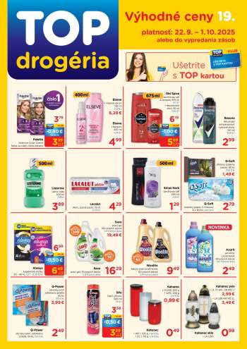 Leták TOP drogéria - 22.9.2025 - 1.10.2025.
