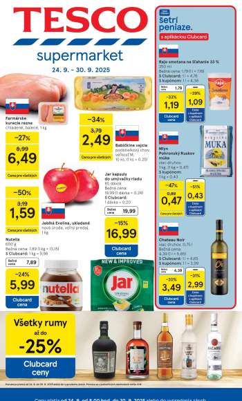 Leták TESCO supermarket - 24.9.2025 - 30.9.2025.