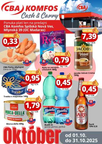 Leták CBA Komfos - 1.10.2025 - 31.10.2025.