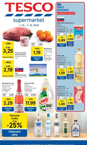 Leták TESCO supermarket - 1.10.2025 - 7.10.2025.