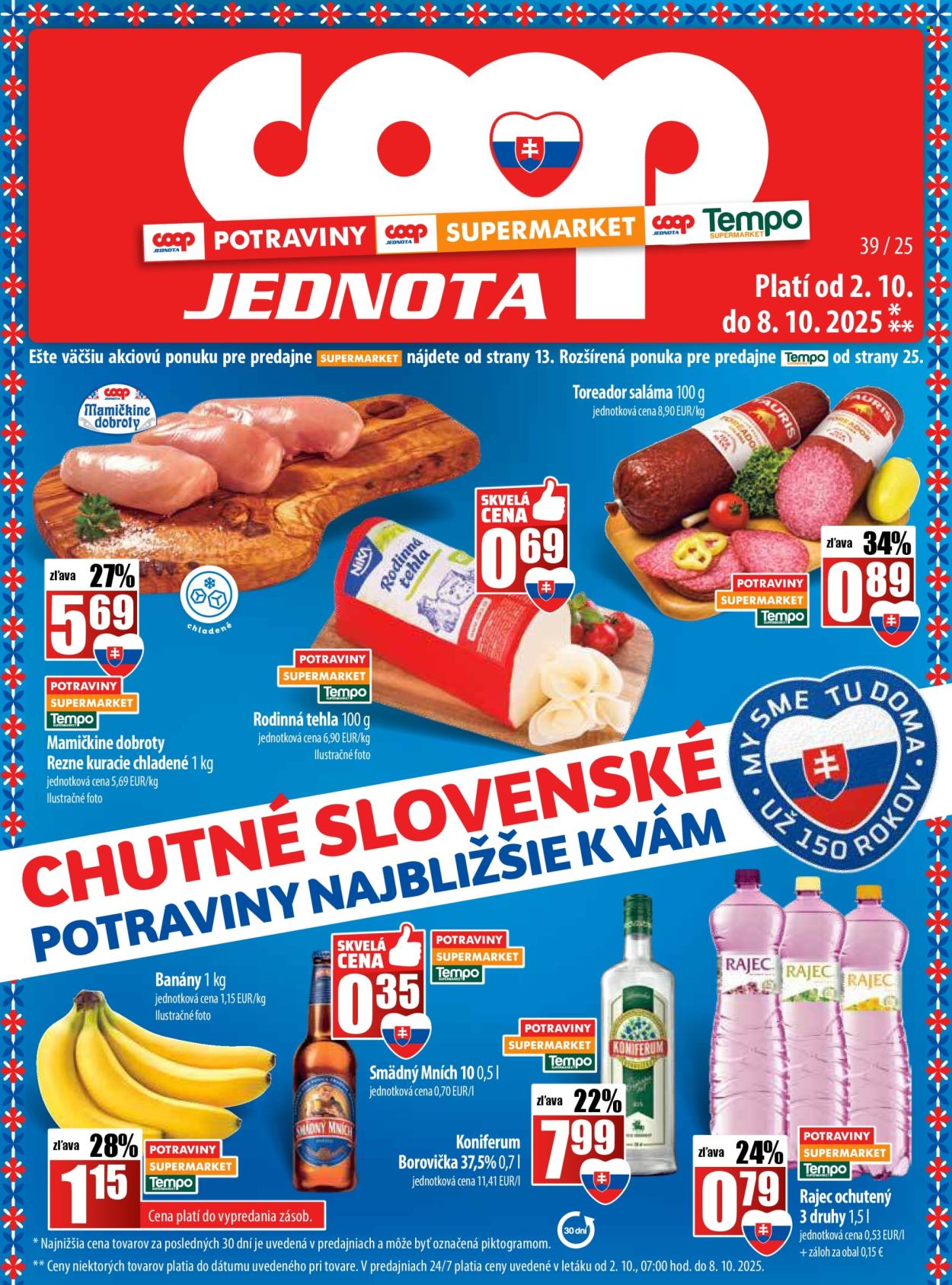Leták COOP Jednota - 2.10.2025 - 8.10.2025. Strana 1