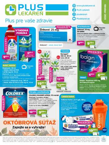Leták Plus lekáreň - 1.10.2025 - 31.10.2025.