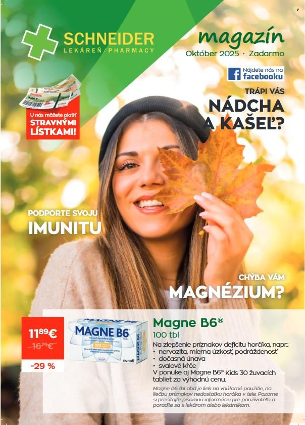 Leták Schneider Lekáreň - 1.10.2025 - 31.10.2025. Strana 1