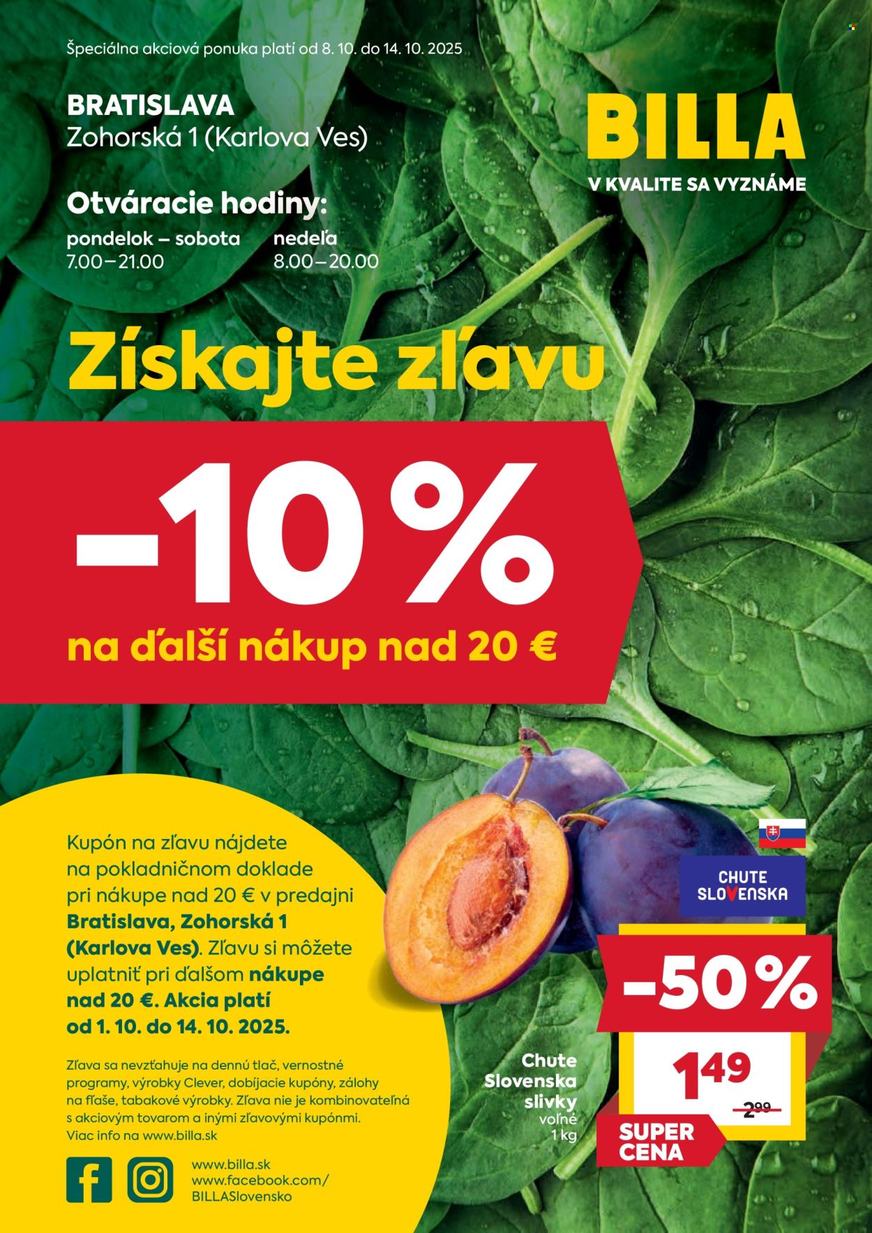 Leták Billa - 8.10.2025 - 14.10.2025. Strana 1