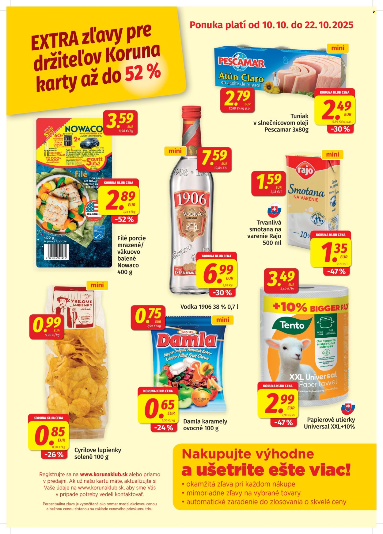 Leták Potraviny KORUNA - 10.10.2025 - 22.10.2025. Strana 1