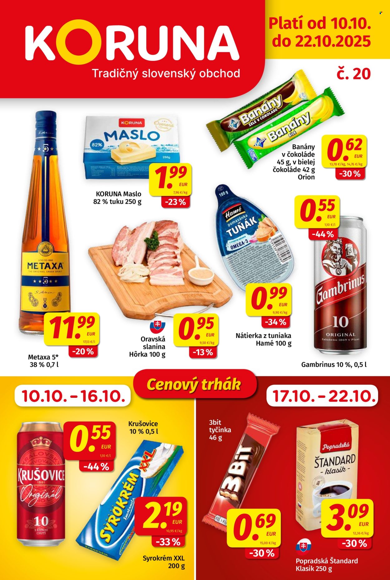 Leták Potraviny KORUNA - 10.10.2025 - 22.10.2025. Strana 1