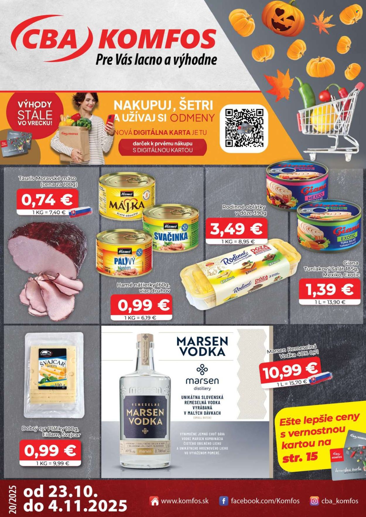 Leták CBA Komfos - 23.10.2025 - 4.11.2025. Strana 1