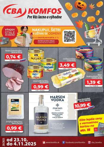Leták CBA Komfos - 23.10.2025 - 4.11.2025.