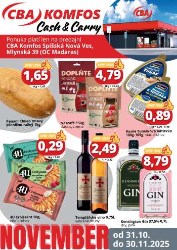 Leták CBA Komfos - 31.10.2025 - 30.11.2025.