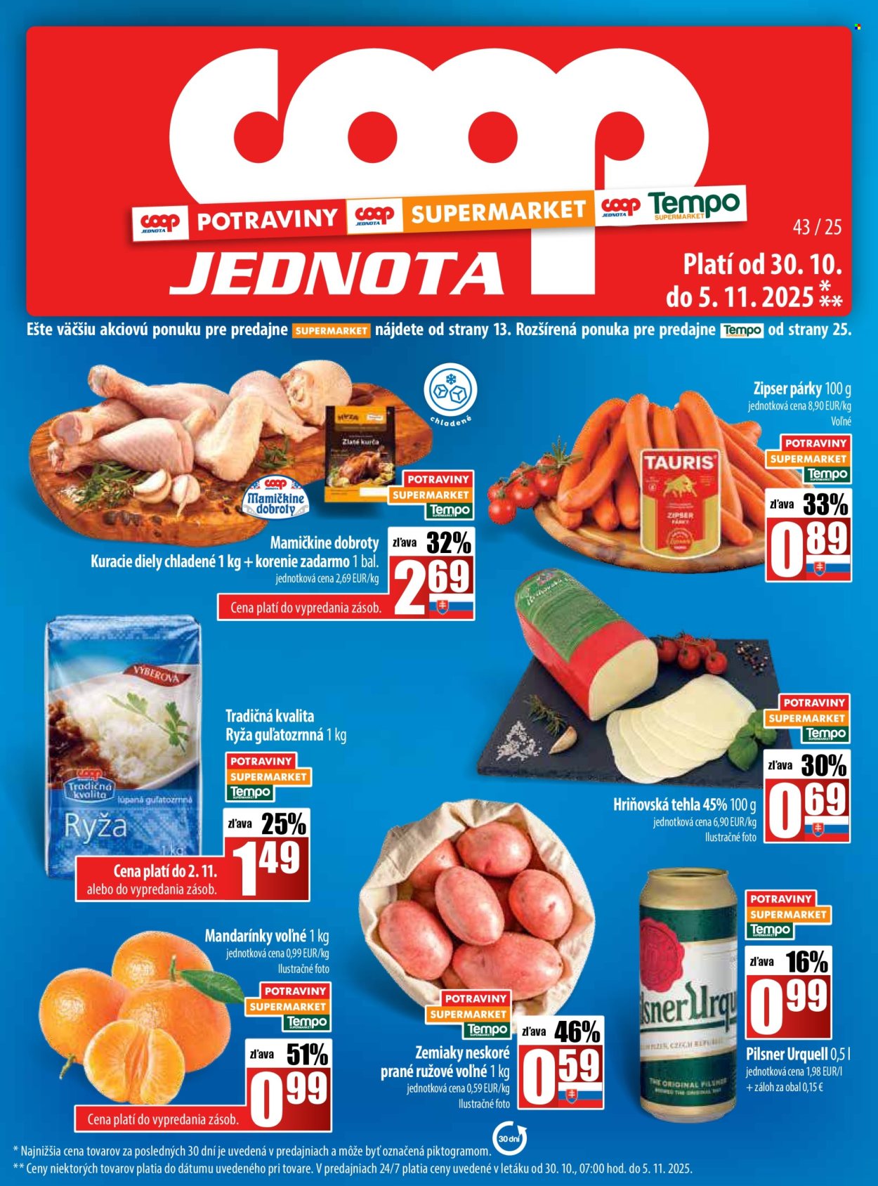 Leták COOP Jednota - 30.10.2025 - 5.11.2025. Strana 1