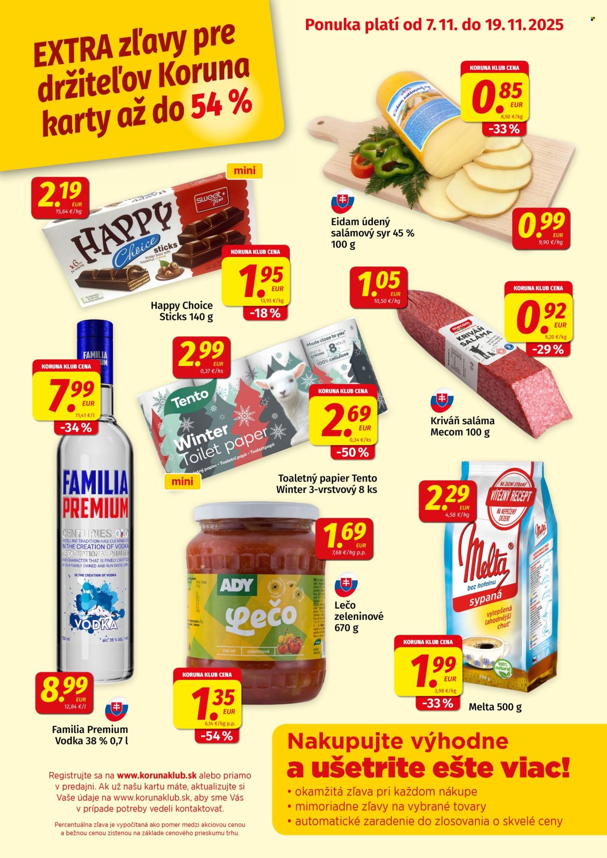 Leták Potraviny KORUNA - 7.11.2025 - 19.11.2025. Strana 1
