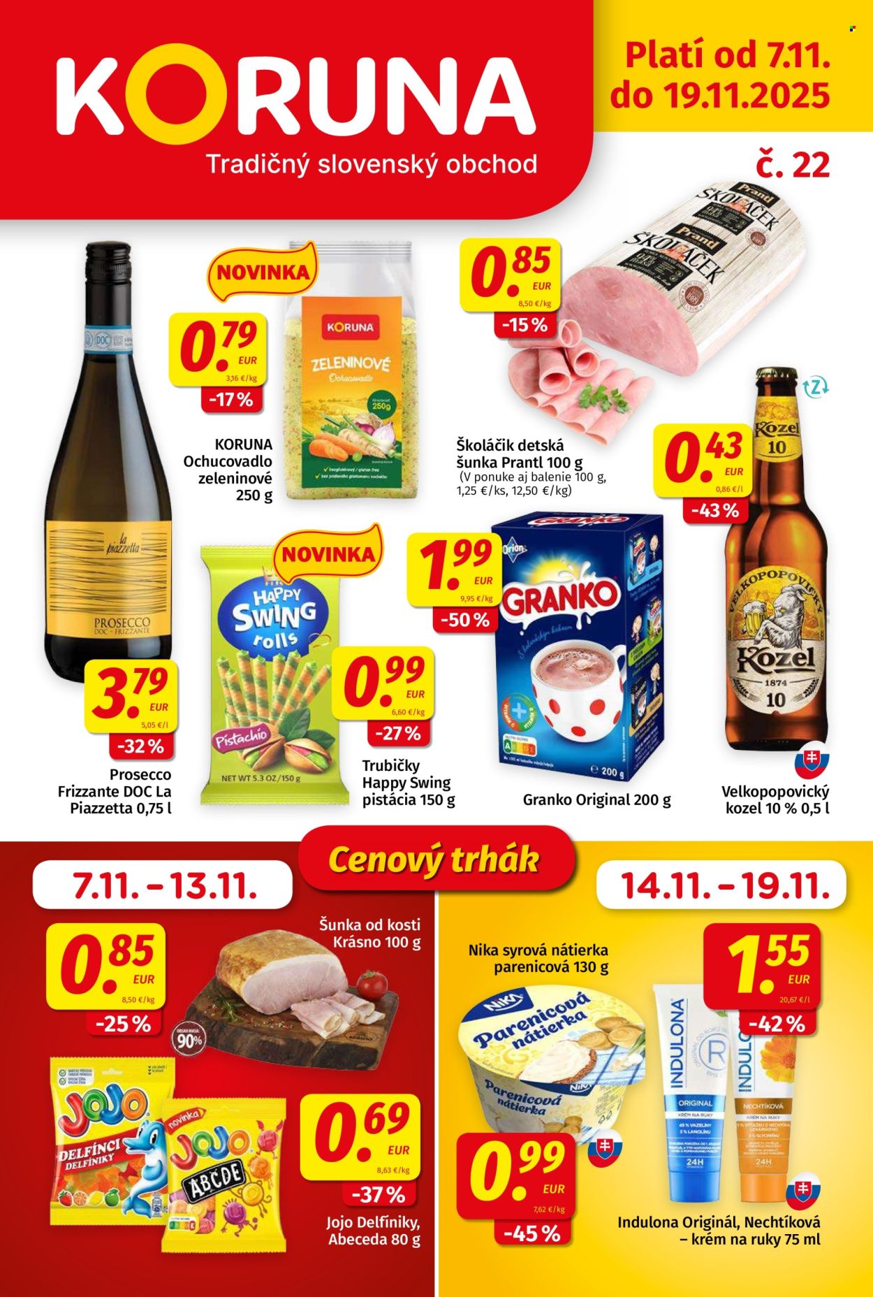 Leták Potraviny KORUNA - 7.11.2025 - 19.11.2025. Strana 1