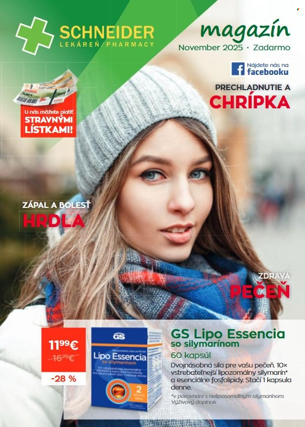 Leták Schneider Lekáreň - 1.11.2025 - 30.11.2025. Strana 1