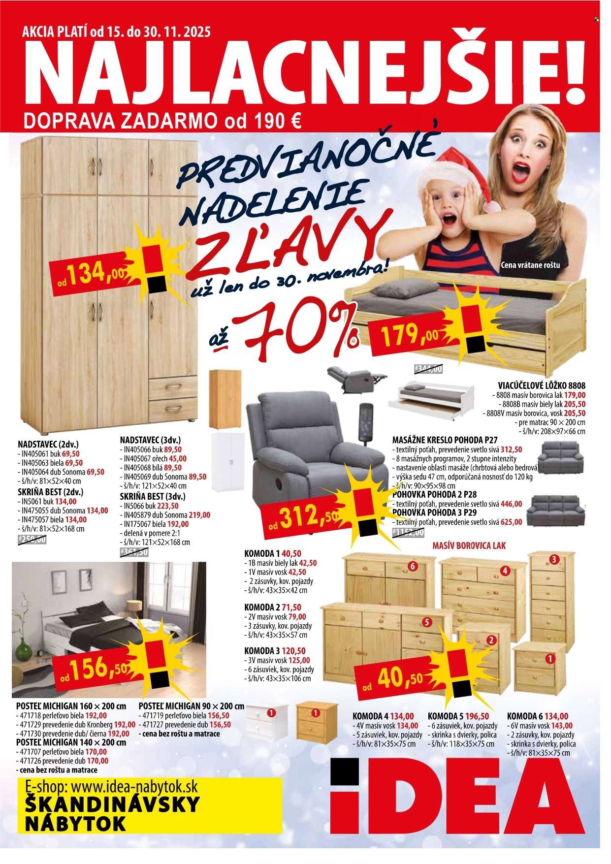 Leták IDEA nábytok - 15.11.2025 - 30.11.2025. Strana 1