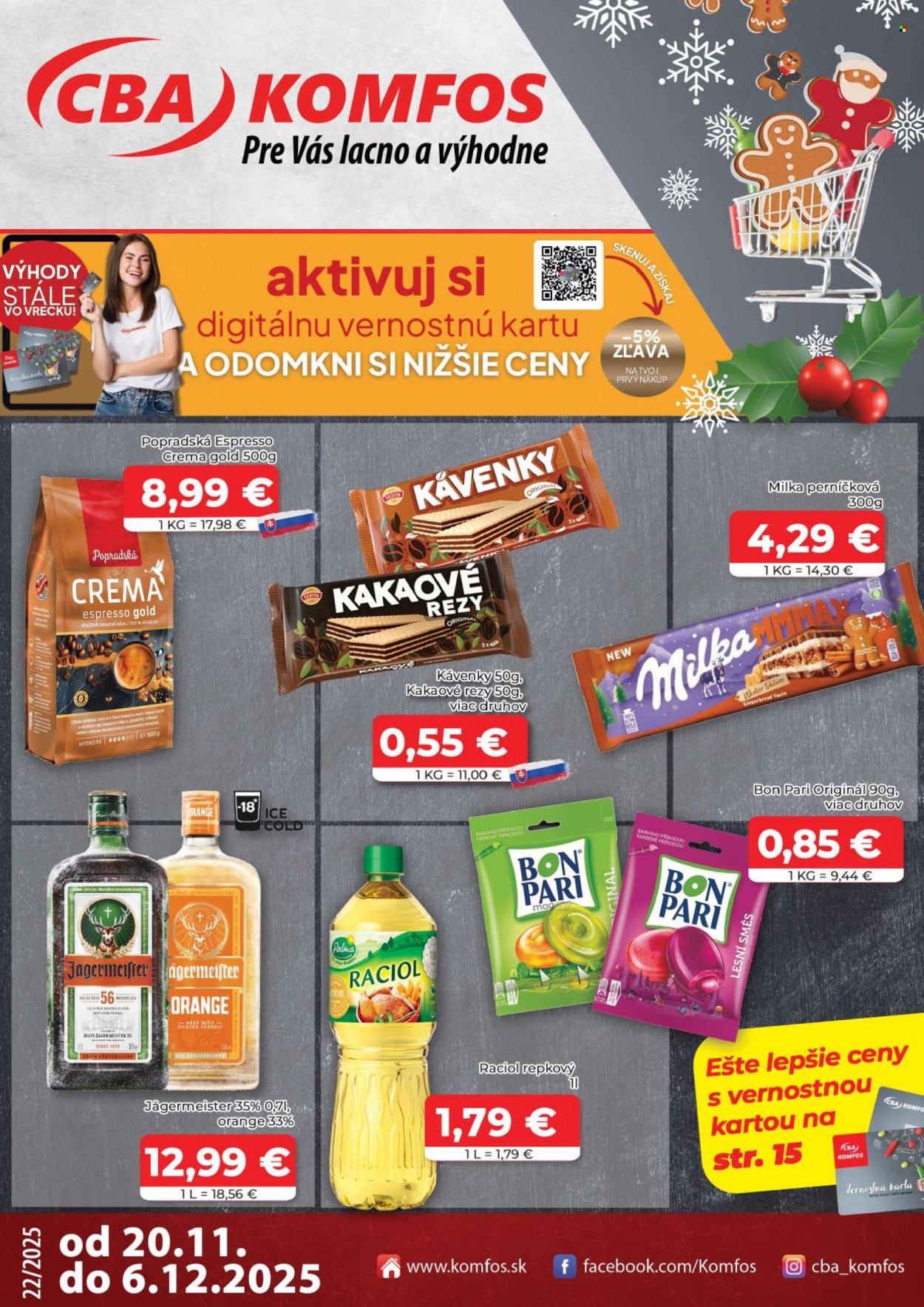 Leták CBA Komfos - 20.11.2025 - 6.12.2025. Strana 1
