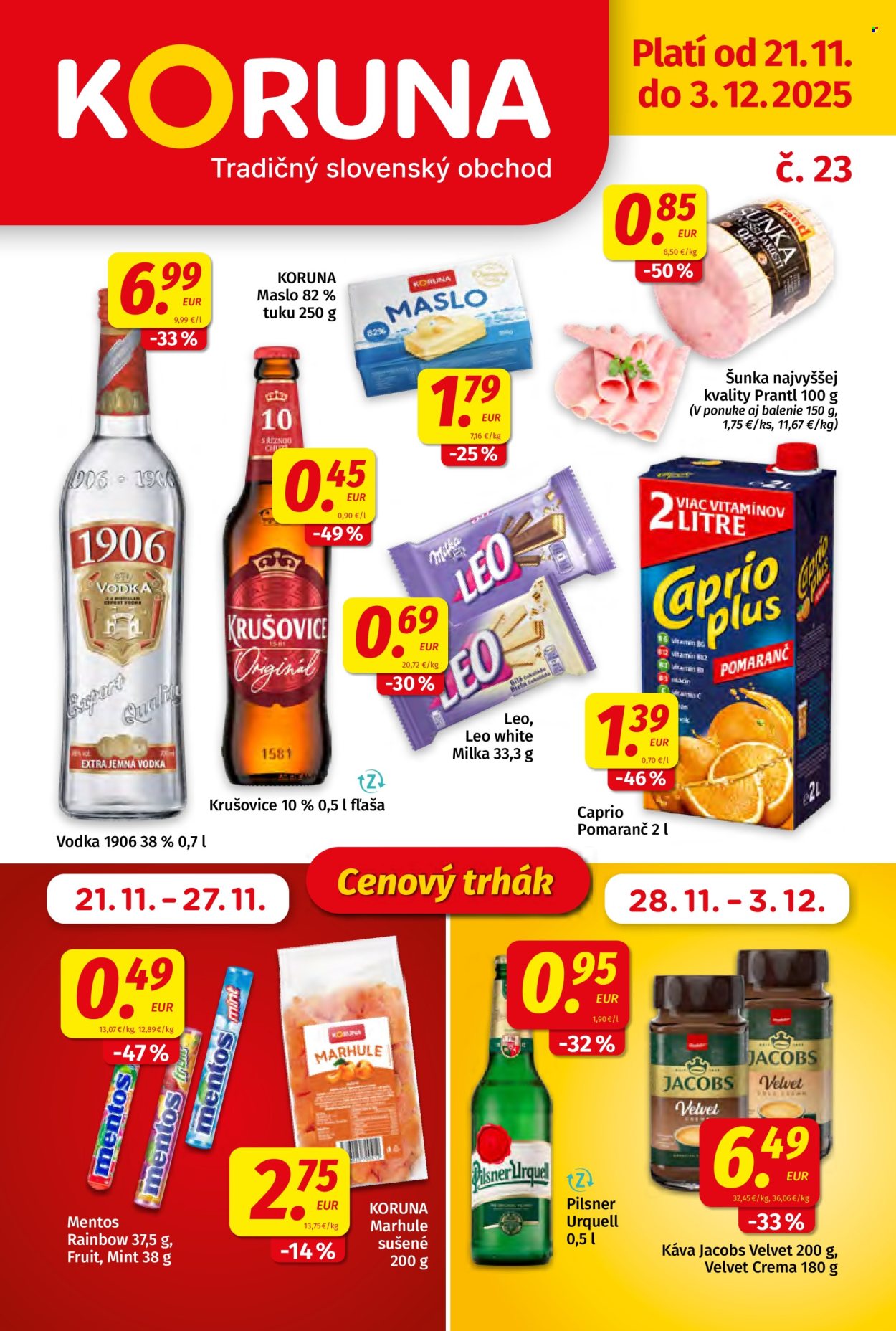 Leták Potraviny KORUNA - 21.11.2025 - 3.12.2025. Strana 1