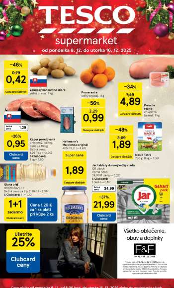 Leták TESCO supermarket - 8.12.2025 - 16.12.2025.