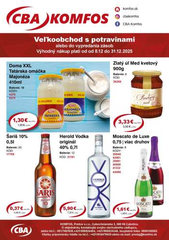 Leták CBA Komfos - 8.12.2025 - 31.12.2025.