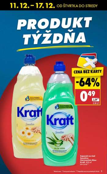 thumbnail - Saponát na riad Sensitive Harmanček/Aloe Kraft 850 ml