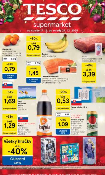 Leták TESCO supermarket - 17.12.2025 - 24.12.2025.