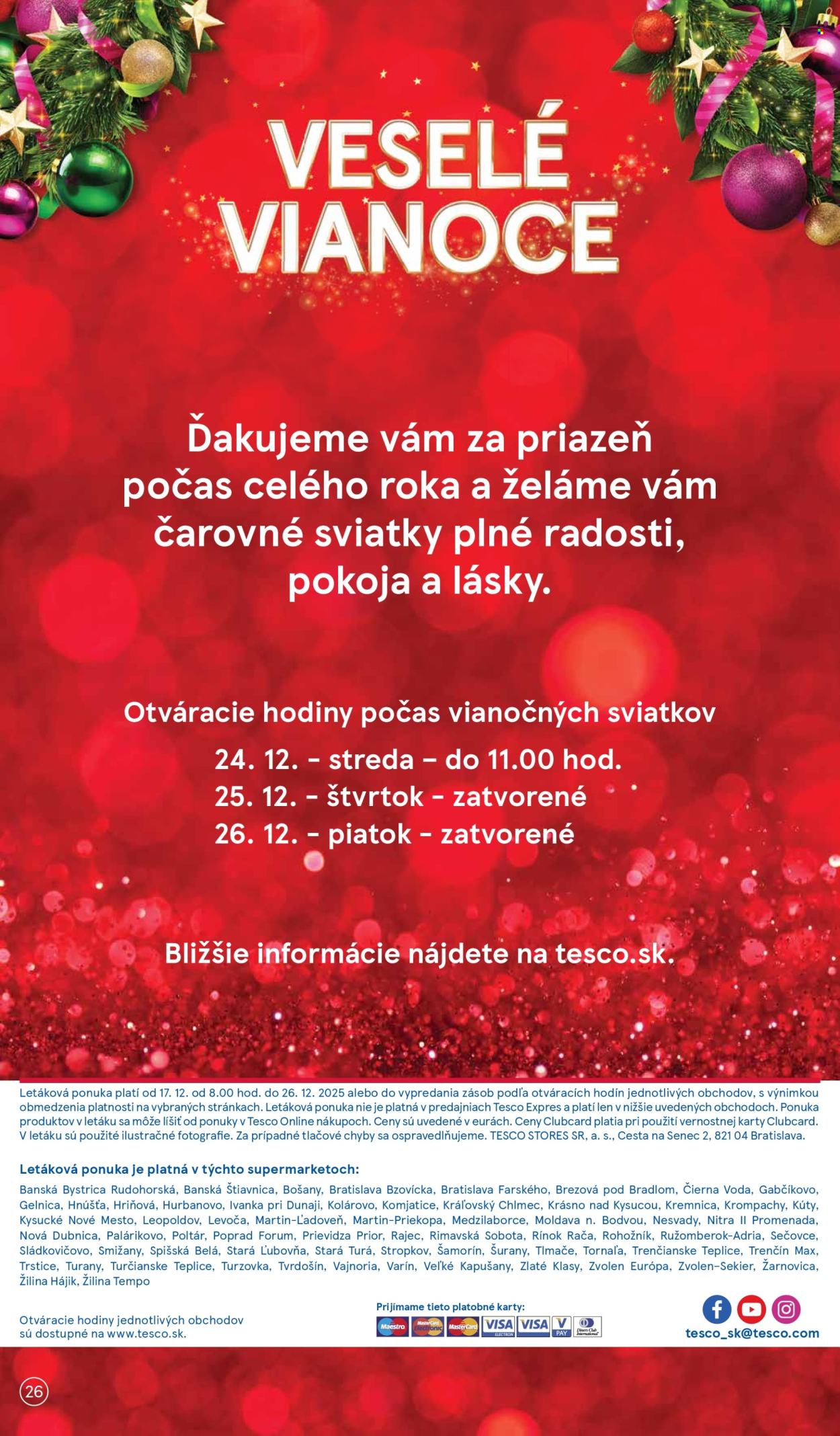Leták TESCO supermarket - 17.12.2025 - 24.12.2025. Strana 26