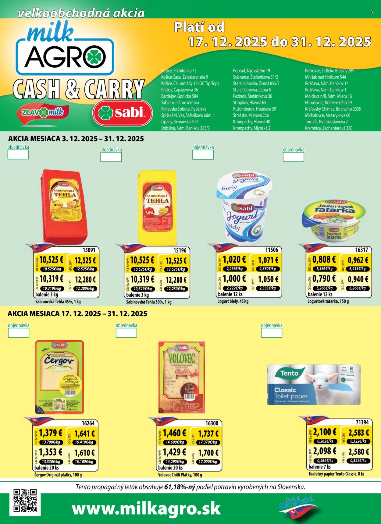 Leták Milk AGRO - 17.12.2025 - 31.12.2025. Strana 1