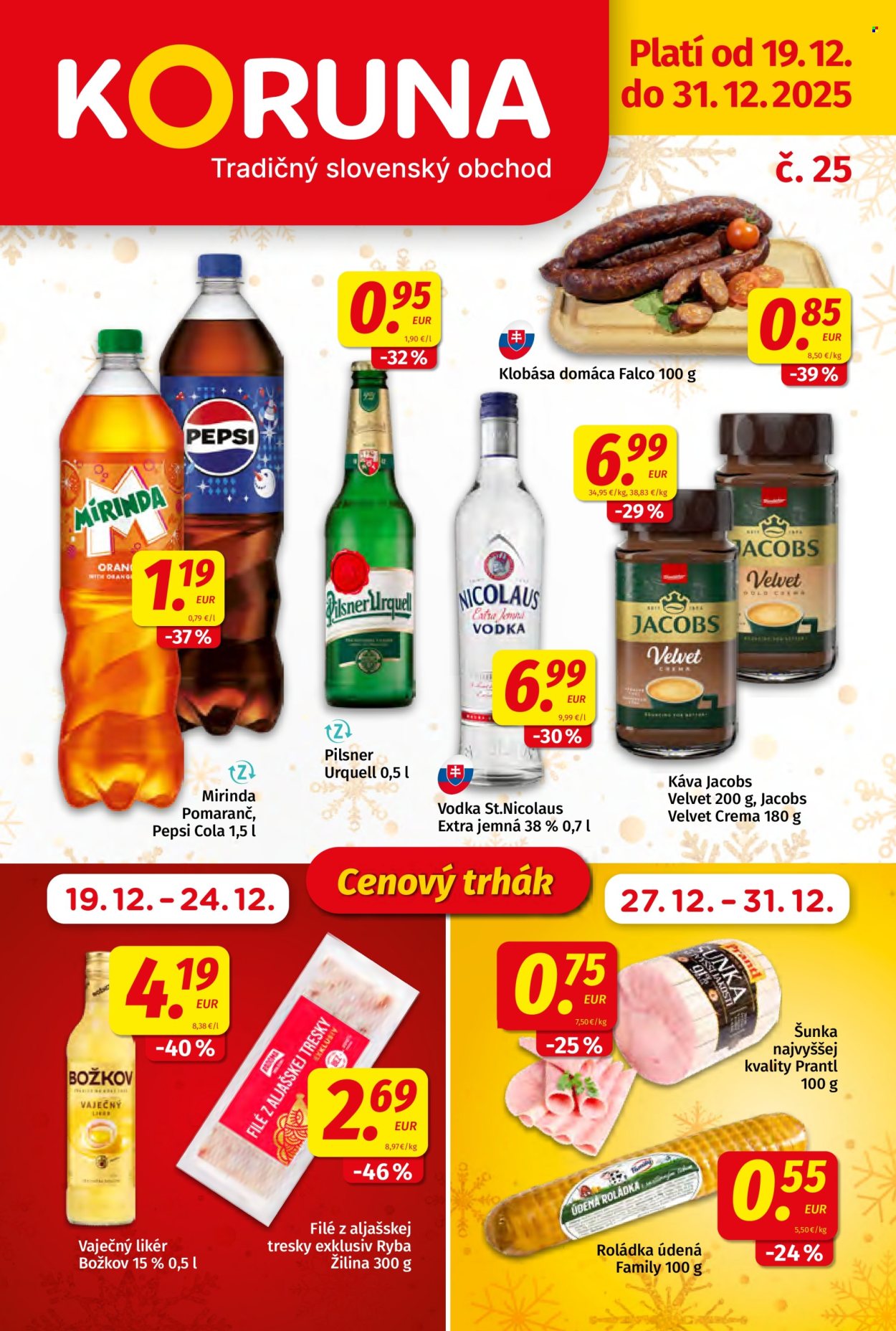 Leták Potraviny KORUNA - 19.12.2025 - 31.12.2025. Strana 1
