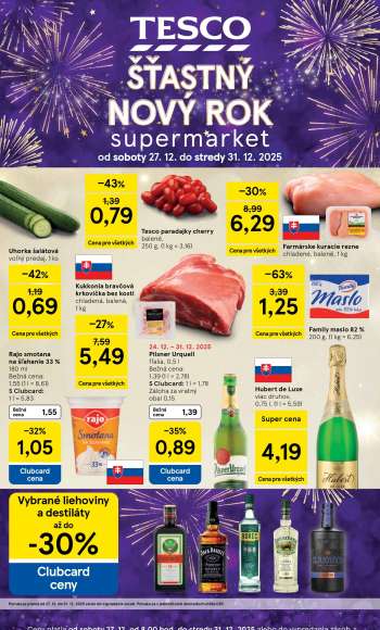 Leták TESCO supermarket - 27.12.2025 - 31.12.2025.