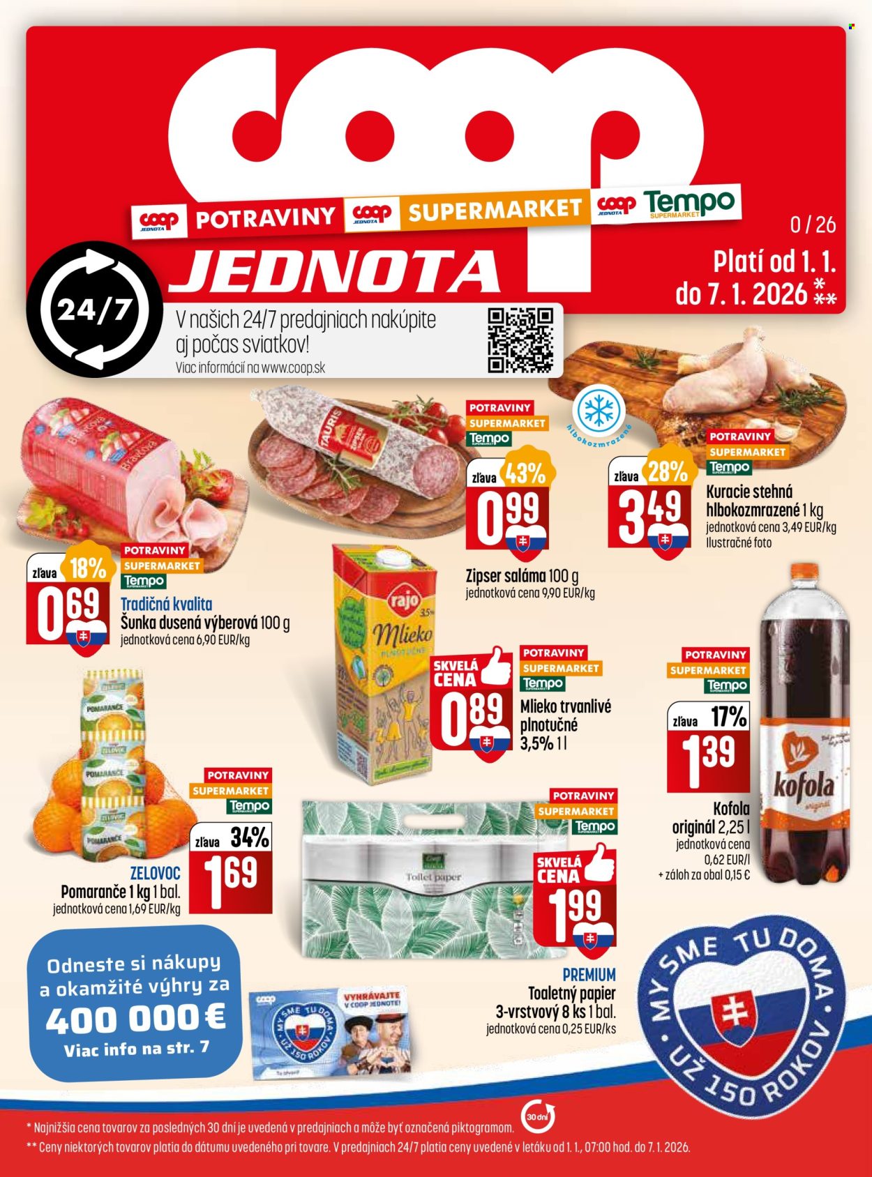 Leták COOP Jednota - 1.1.2026 - 7.1.2026. Strana 1
