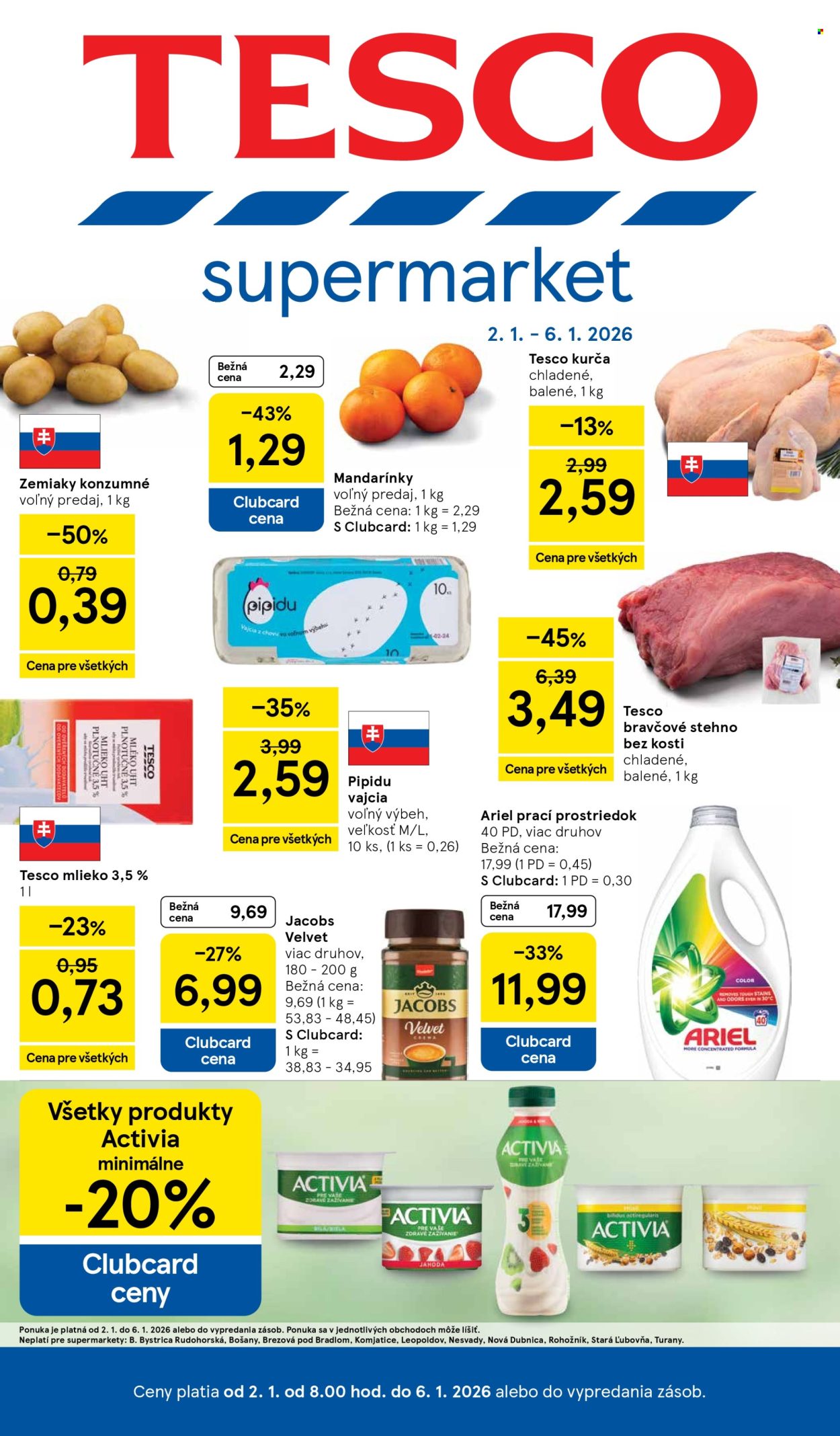Leták TESCO supermarket - 2.1.2026 - 6.1.2026. Strana 1