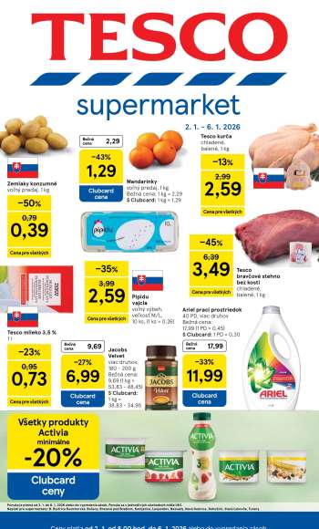 Leták TESCO supermarket - 2.1.2026 - 6.1.2026.