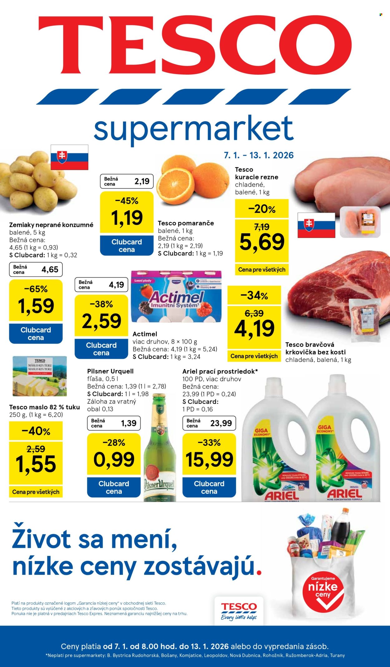 Leták TESCO supermarket - 7.1.2026 - 13.1.2026. Strana 1