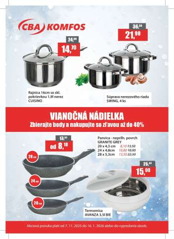 Leták CBA Komfos - 17.11.2025 - 16.1.2026.