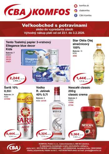 Leták CBA Komfos - 23.1.2026 - 3.2.2026.
