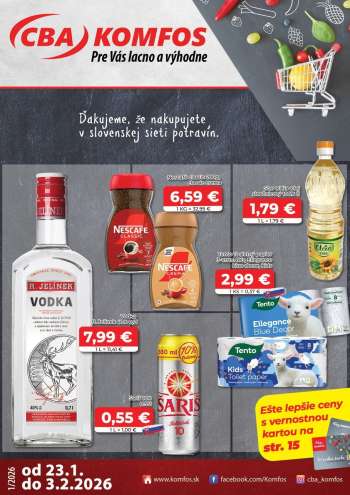 Leták CBA Komfos - 23.1.2026 - 3.2.2026.