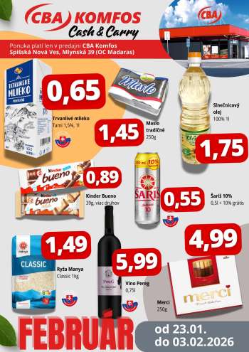 Leták CBA Komfos - 23.1.2026 - 3.2.2026.