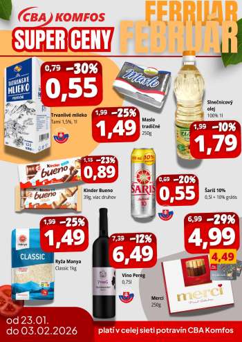 Leták CBA Komfos - 23.1.2026 - 3.2.2026.