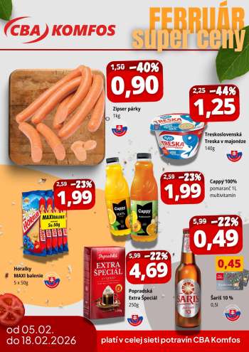 Leták CBA Komfos - 5.2.2026 - 18.2.2026.