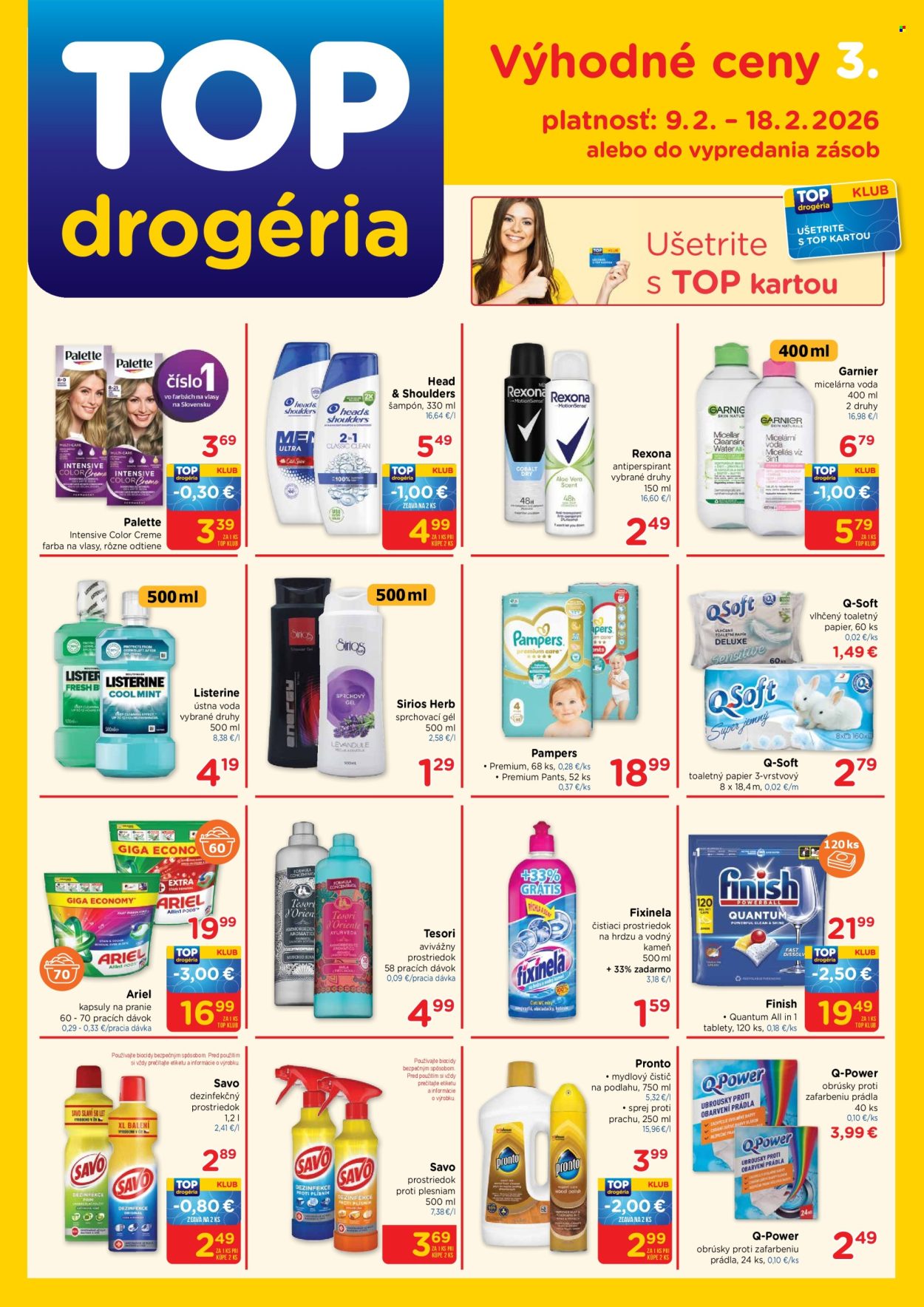 Leták TOP drogéria - 9.2.2026 - 18.2.2026. Strana 1