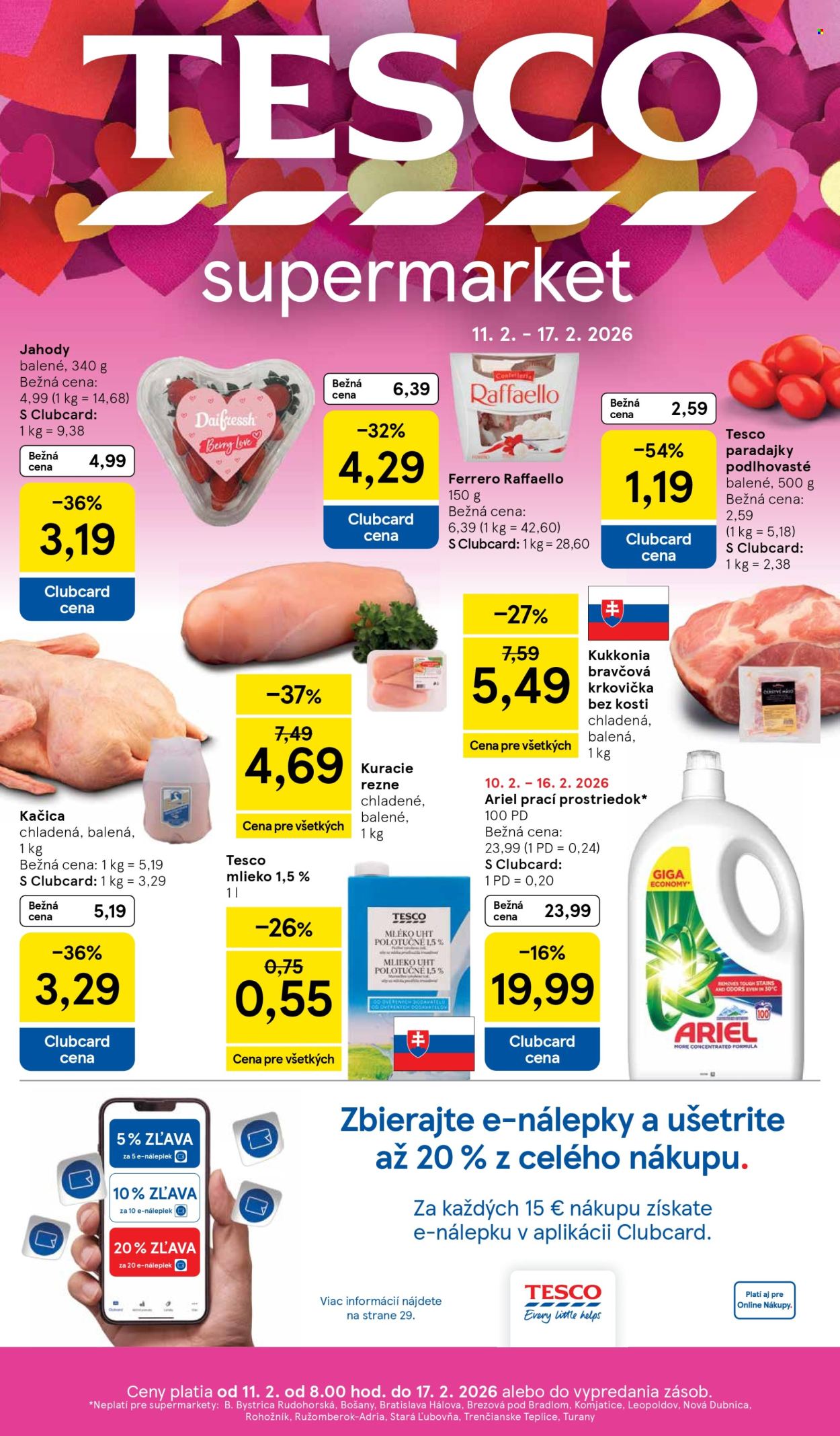 Leták TESCO supermarket - 11.2.2026 - 17.2.2026. Strana 1