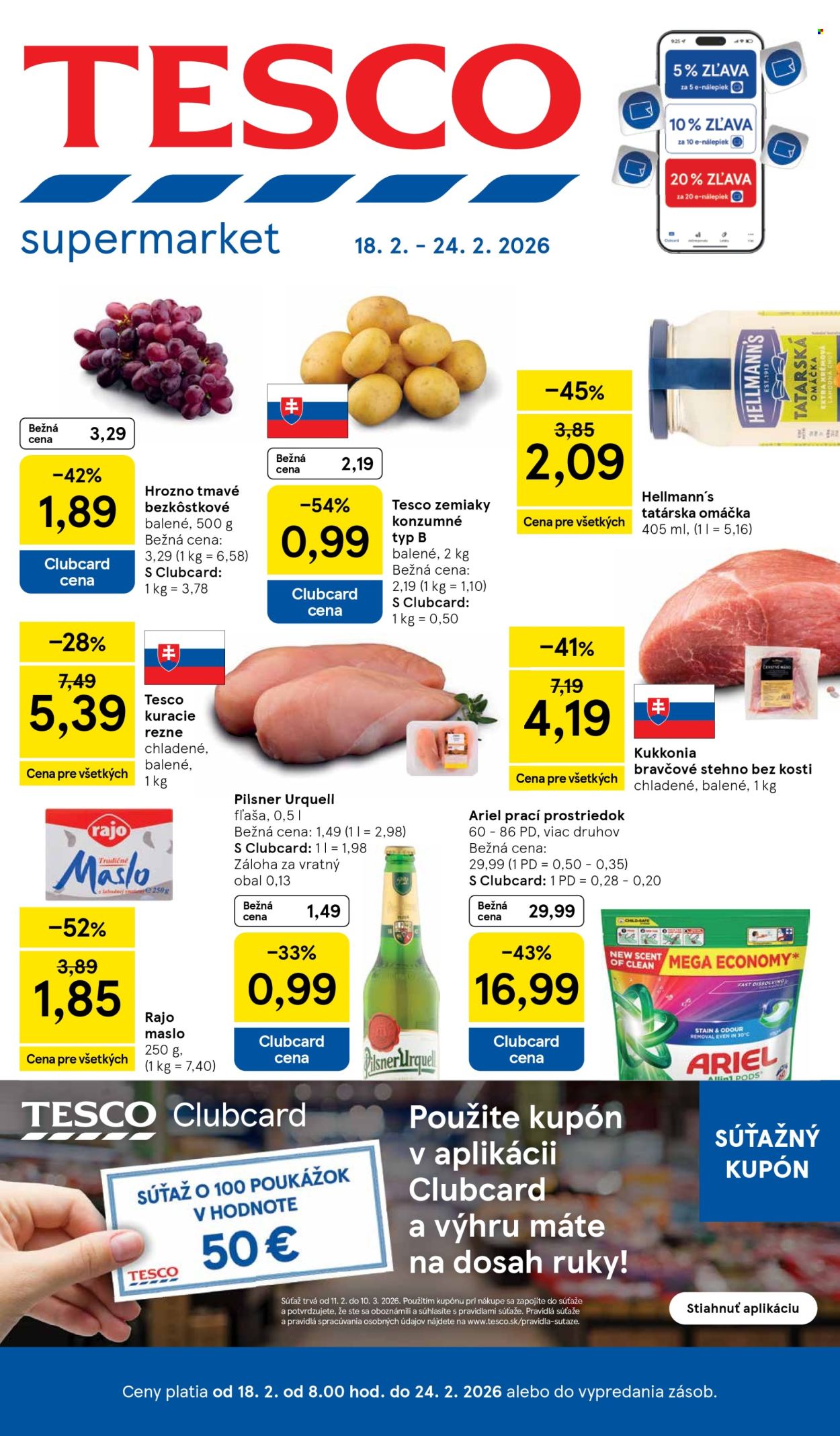 Leták TESCO supermarket - 18.2.2026 - 24.2.2026. Strana 1