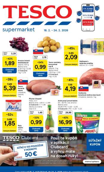 Leták TESCO supermarket - 18.2.2026 - 24.2.2026.