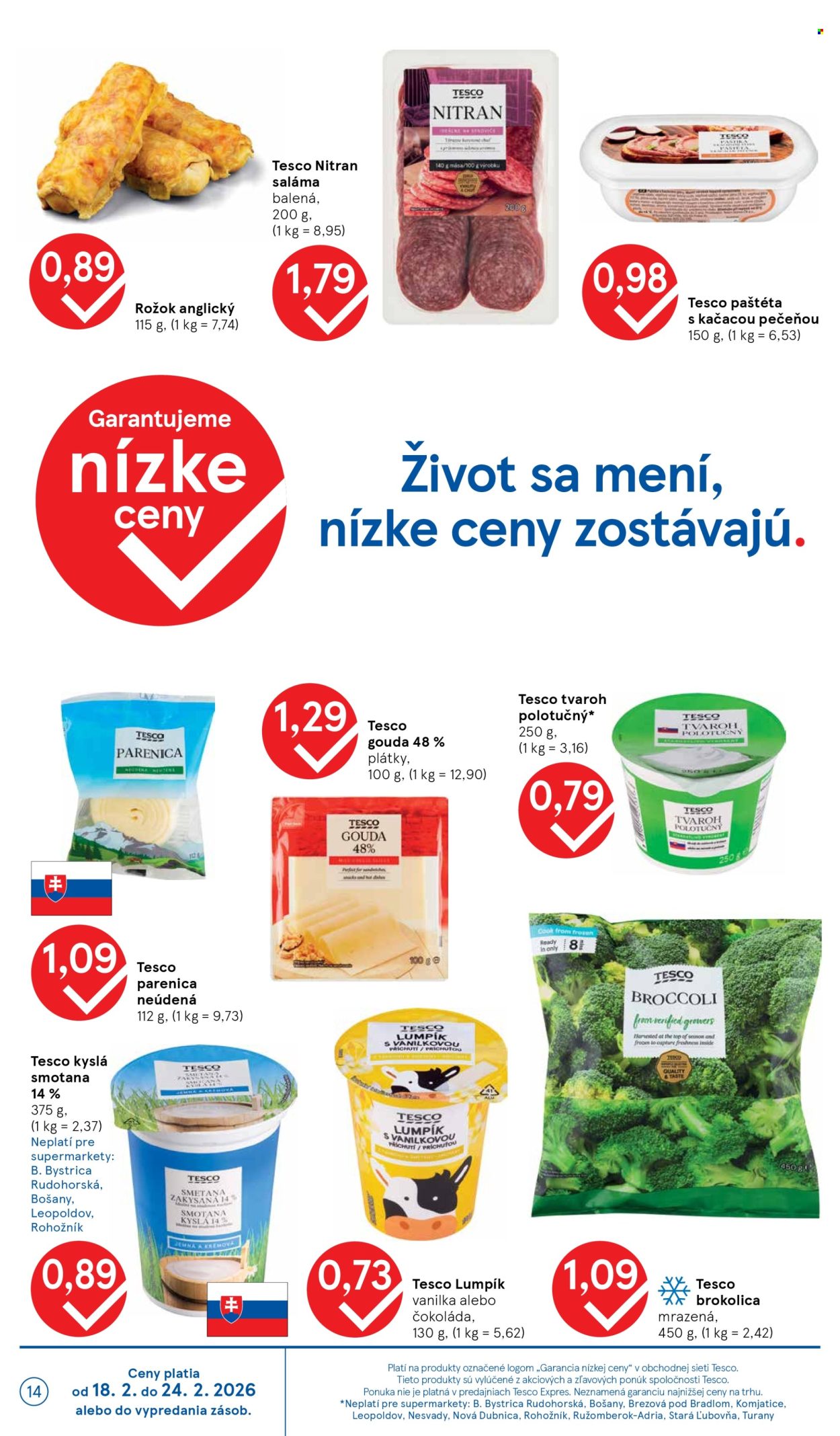 Leták TESCO supermarket - 18.2.2026 - 24.2.2026. Strana 14