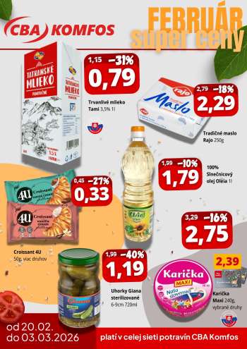 Leták CBA Komfos - 20.2.2026 - 3.3.2026.